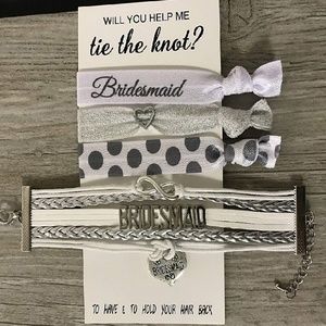 Bridesmaid White Bracelet And Hair Tie Set